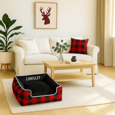 Buffalo Plaid Minky Dog Bed